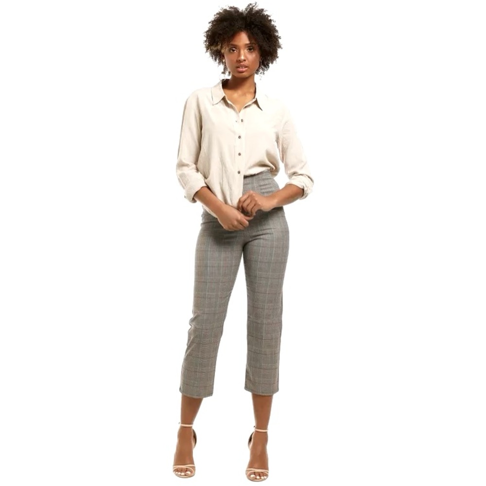 Flynn Skye EUC Parker Pants, taupe plaid